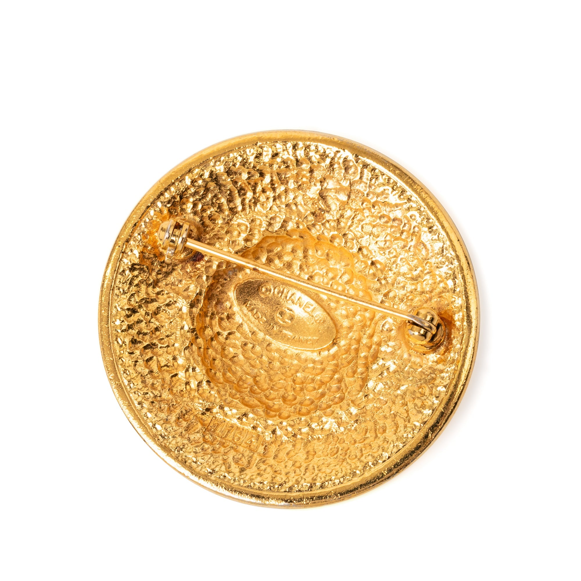 Gold Plated Round Brooch