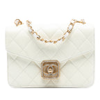 Quilted Lambskin Crystal Geometric CC Frame Flap