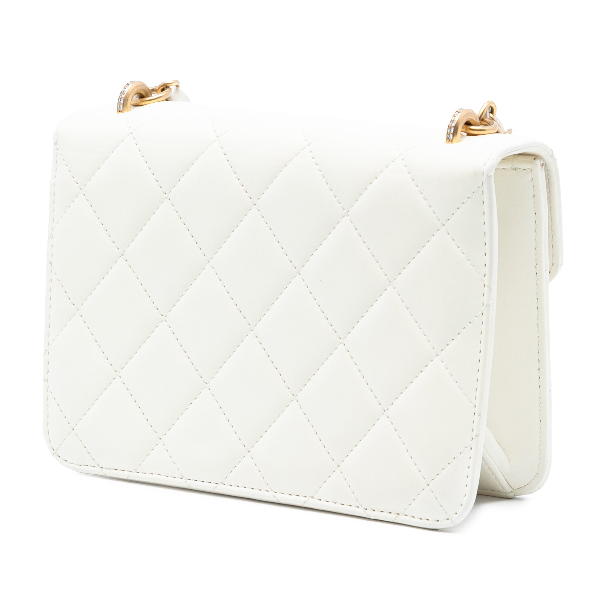 Quilted Lambskin Crystal Geometric CC Frame Flap