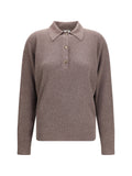 Calvin Klein Silk-knit Polo Sweater — Brown