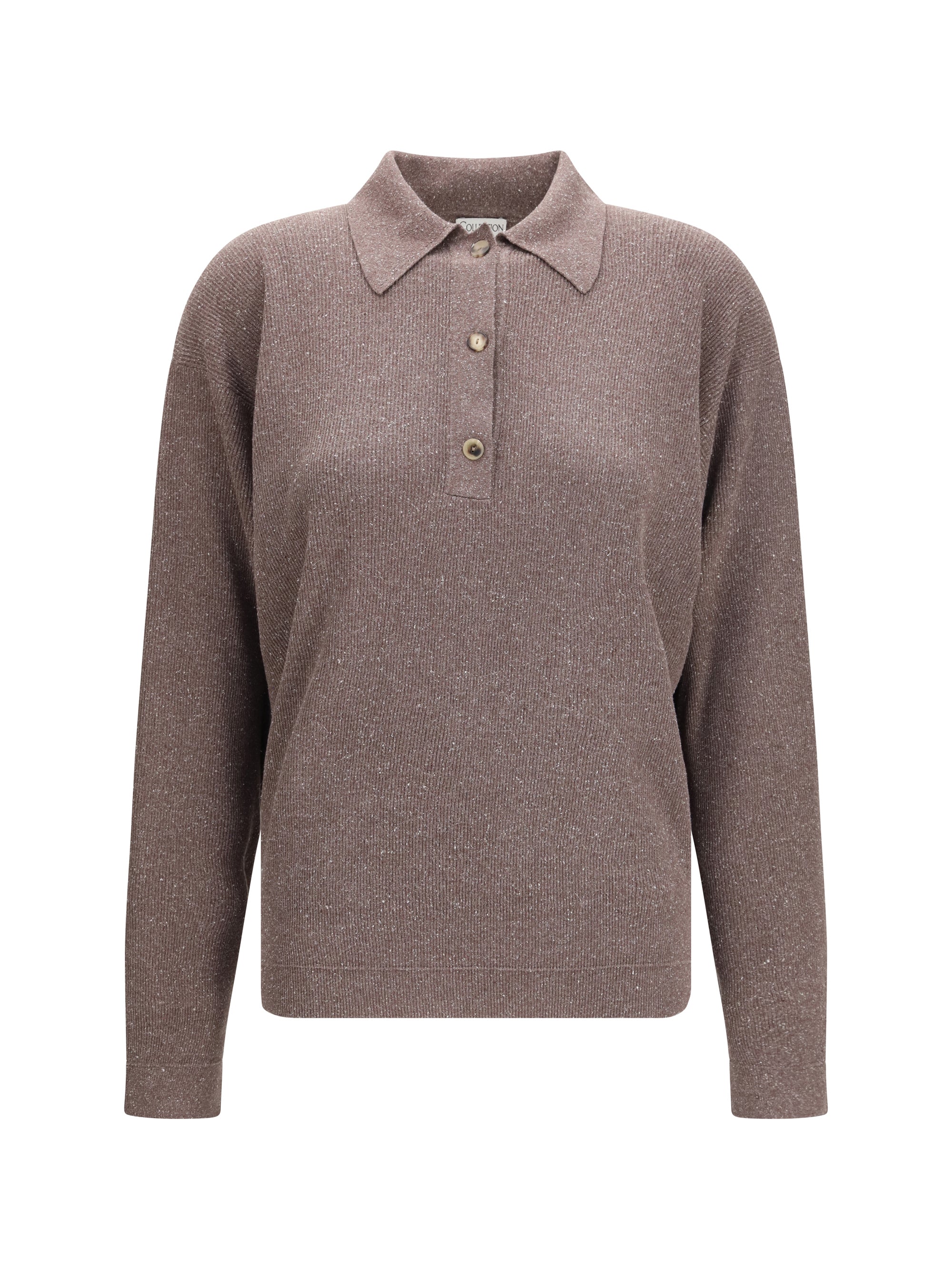 Calvin Klein Silk-knit Polo Sweater — Brown