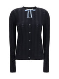 Marni Wool and Silk with Bow Cardigan — Black