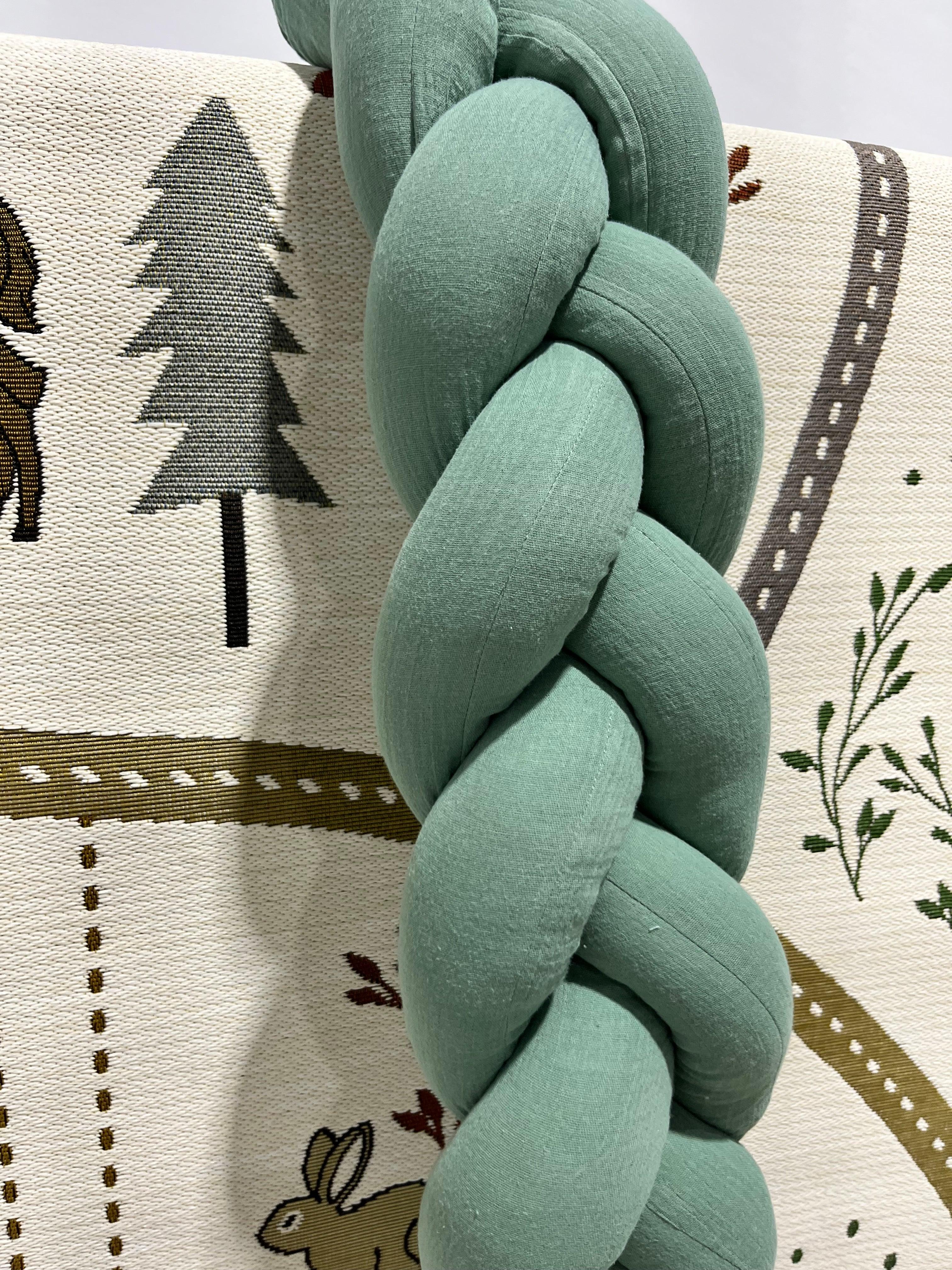 Braided Cot Protector 180cm MOSS Muslin
