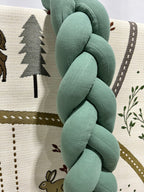 Braided Cot Bumper 210cm MOSS Muslin