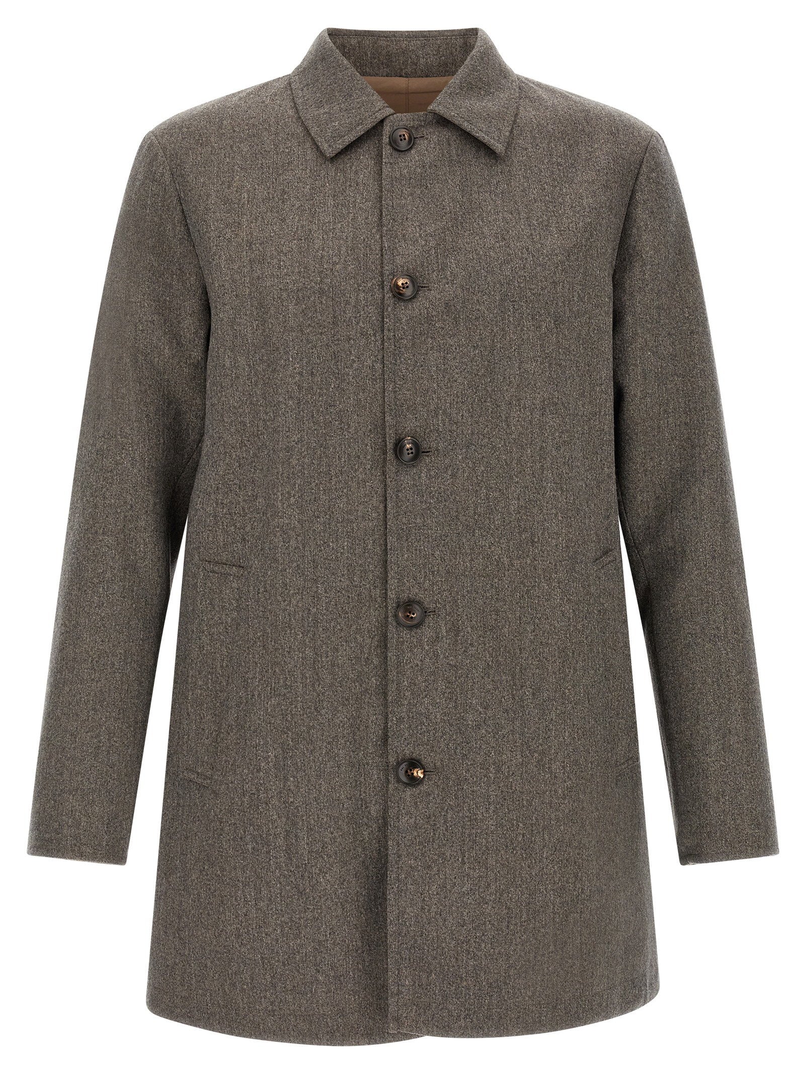 Pal Zileri Reversible Wool & Technical Coat — brown