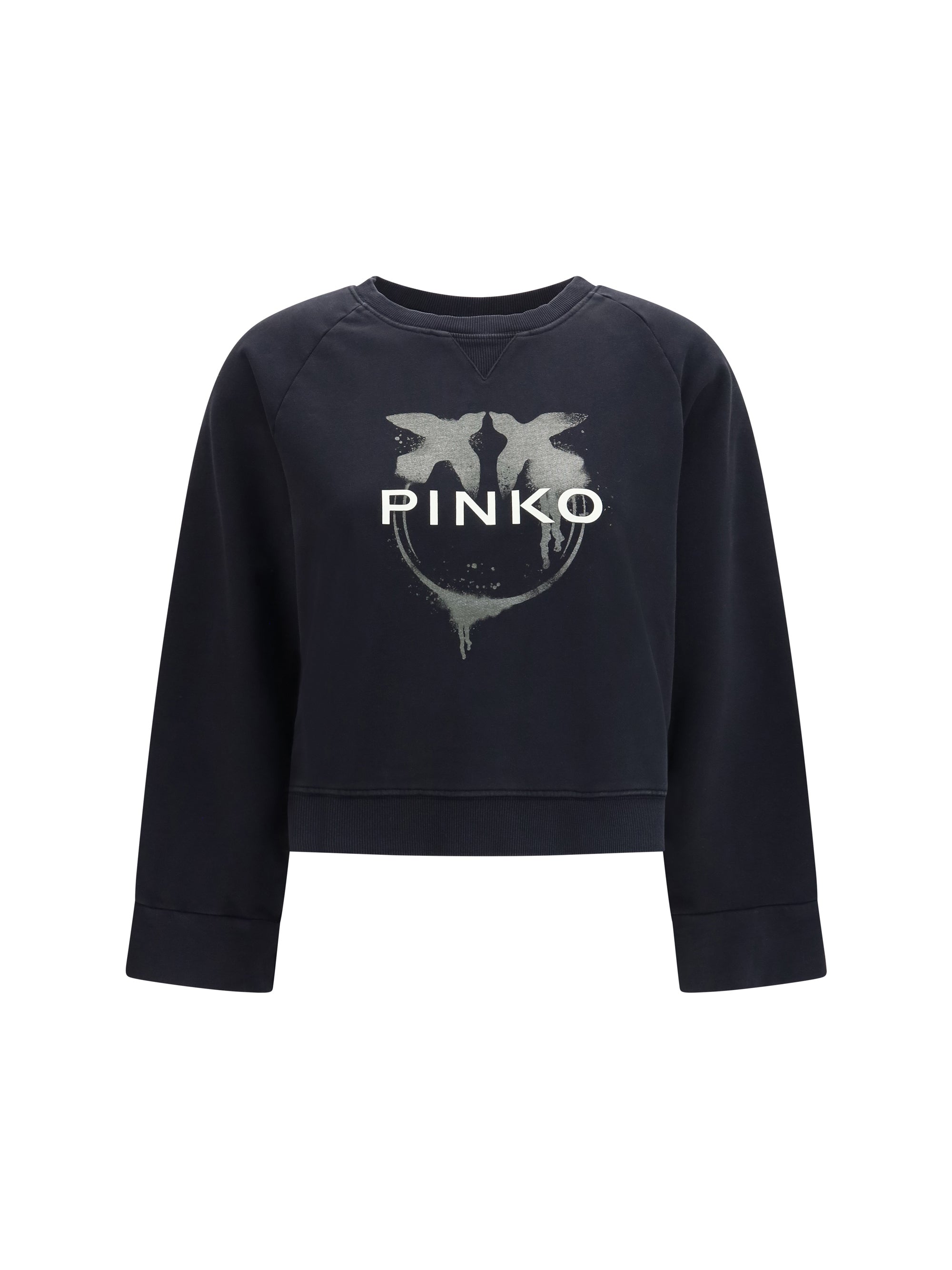Pinko Logo-Print Cotton Sweatshirt — Black