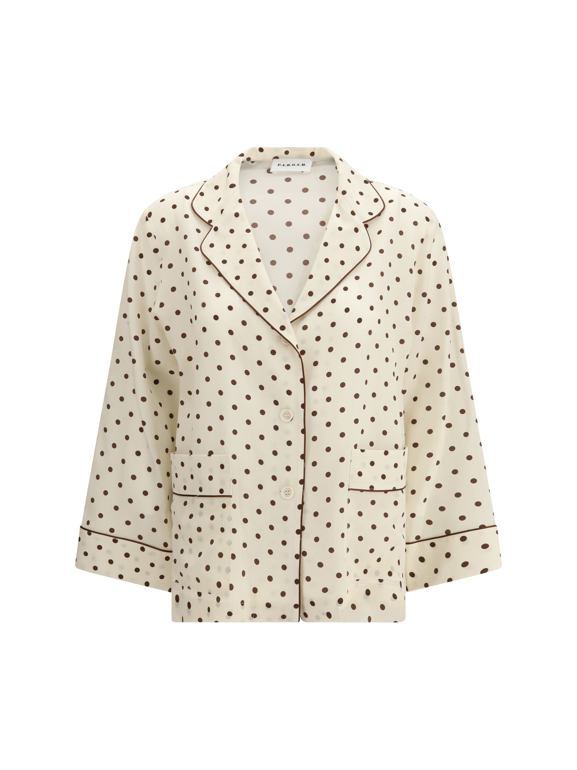 P.A.R.O.S.H. Polka-Dot Silk Shirt — Beige