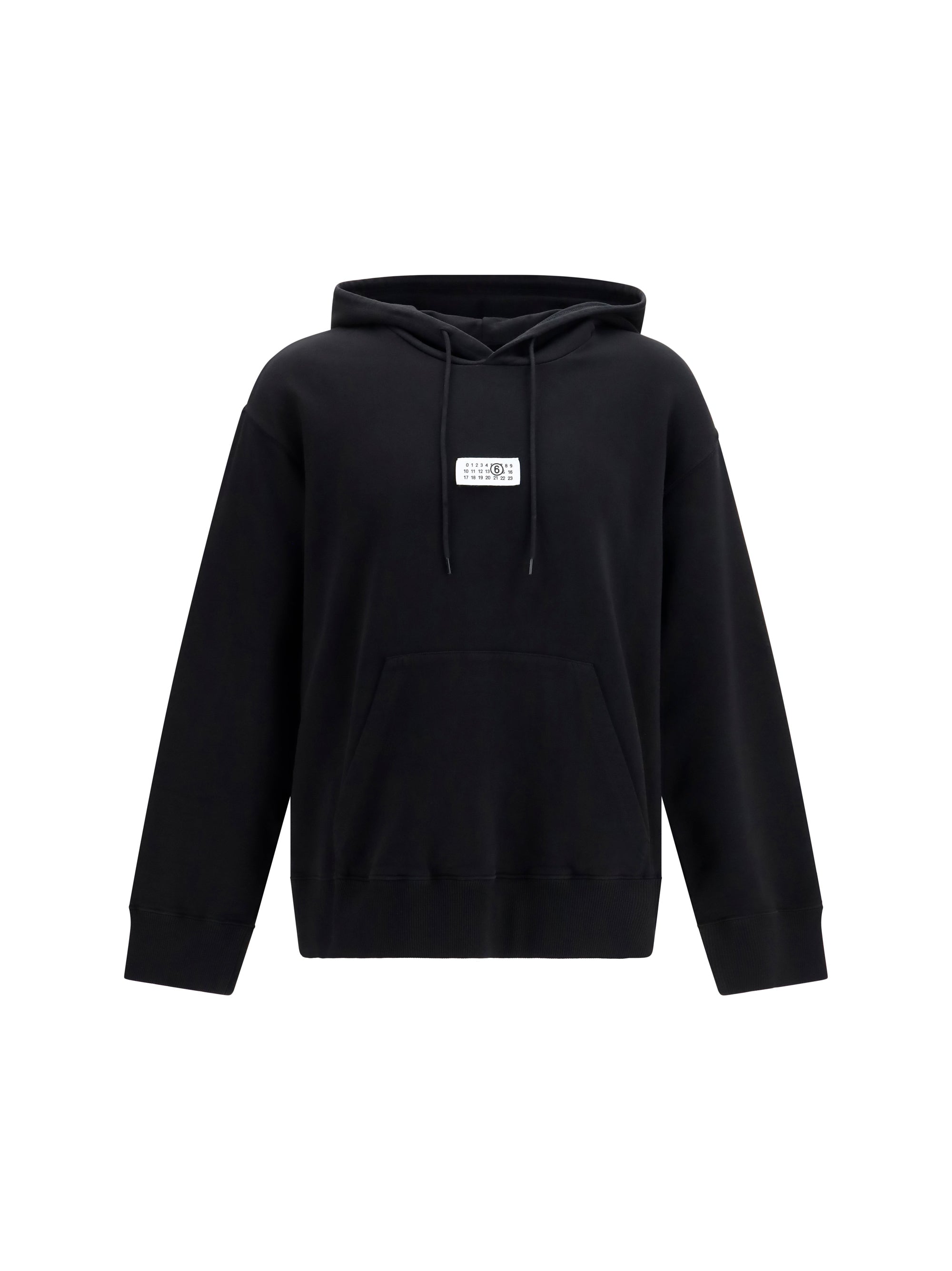 MM6 Maison Margiela Logo-Patch Cotton Hoodie — Black
