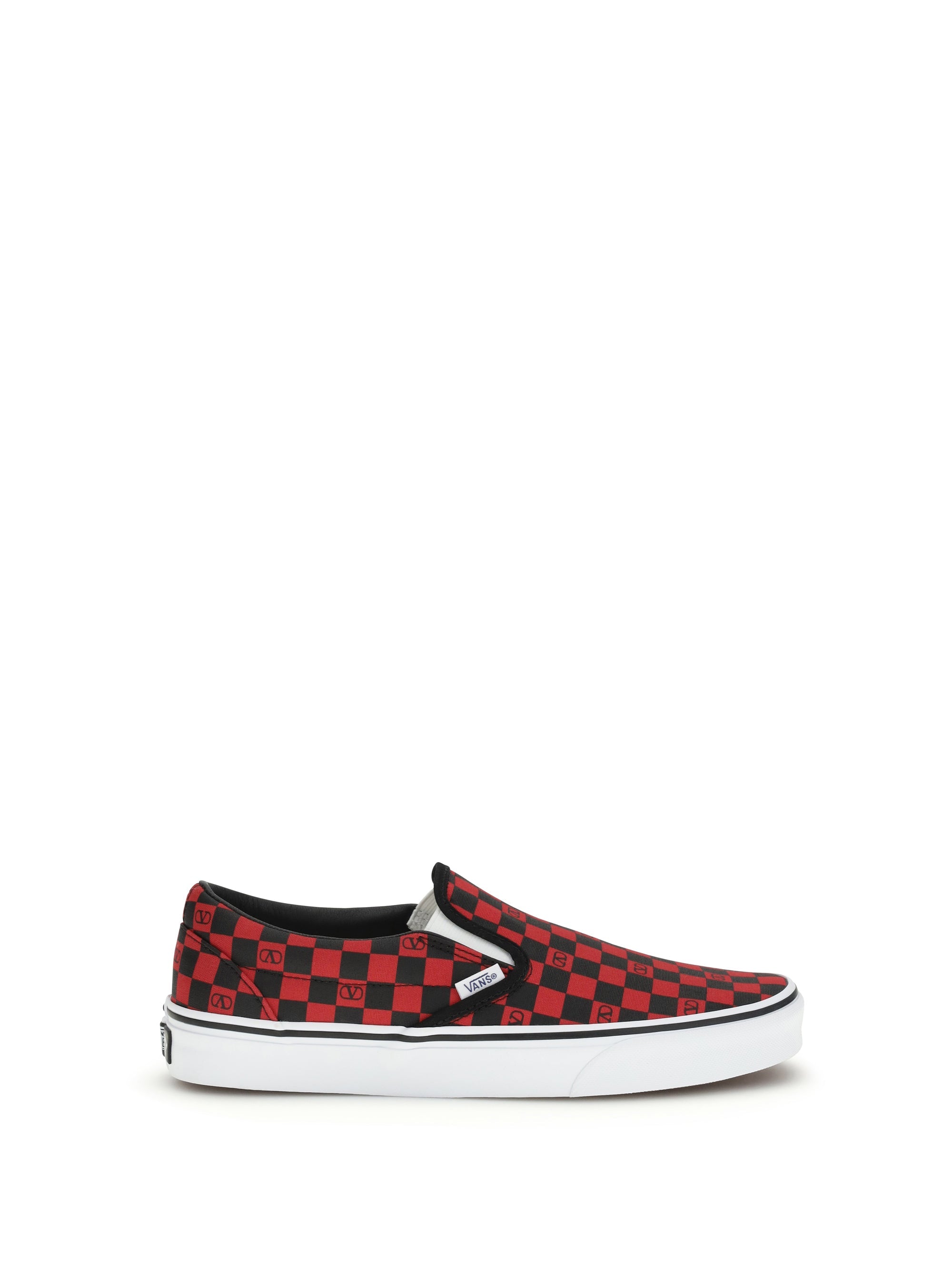 Valentino Garavani Checkerboard V Logo Slip-On Sneaker — Red