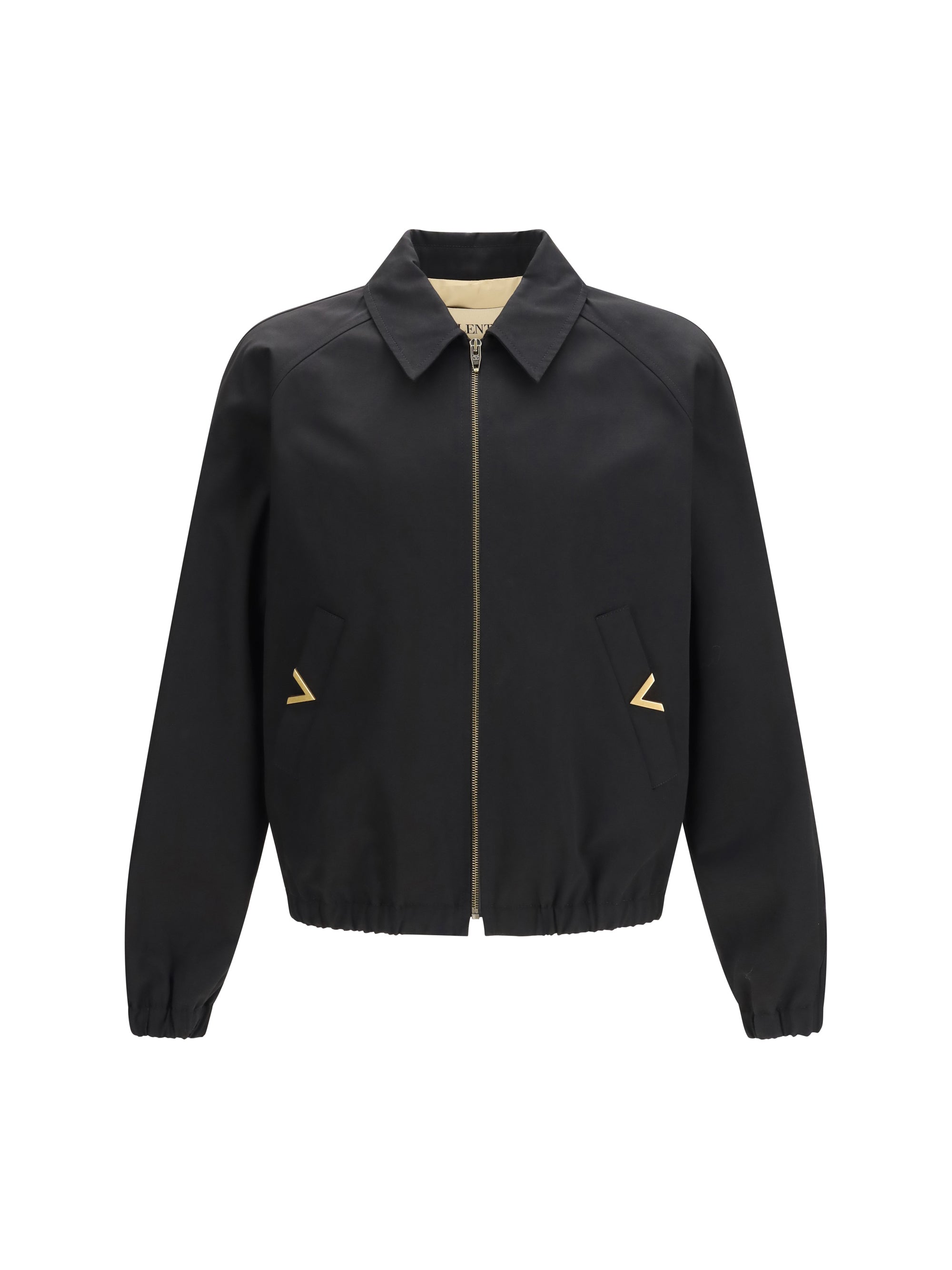 Valentino Collared Cotton Jacket — Black