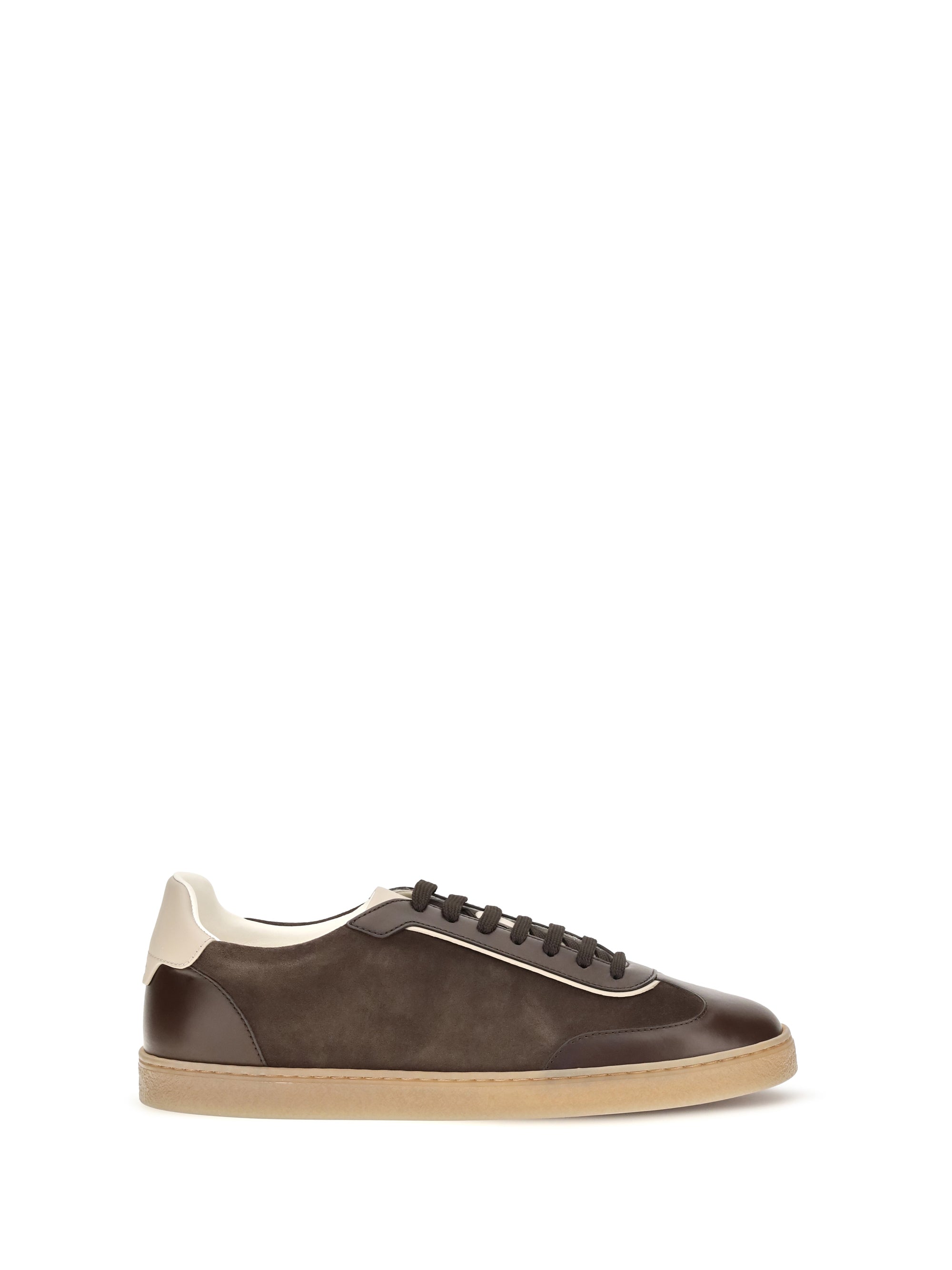 Brunello Cucinelli Leather and Suede Sneaker — Brown