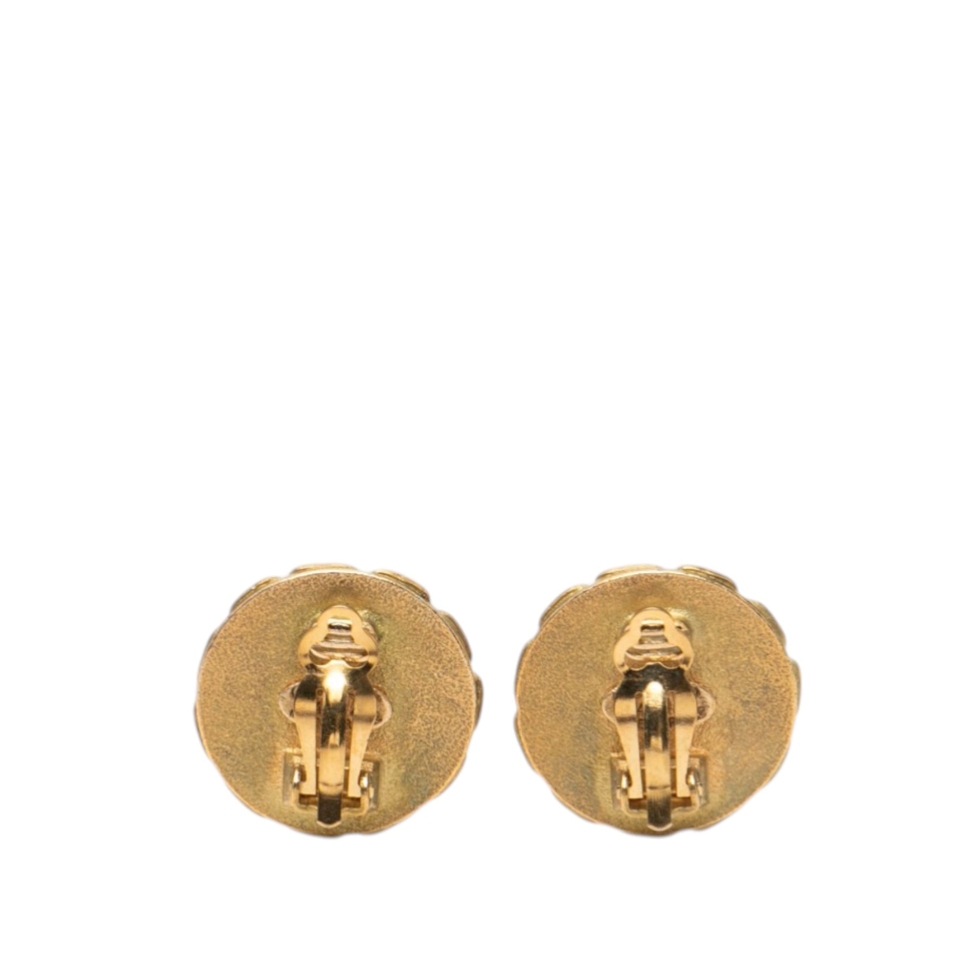 CC Gold Plated Resin Round Clip On Earrings