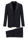 Pal Zileri Satin Peak Lapel Wool Suit — Black