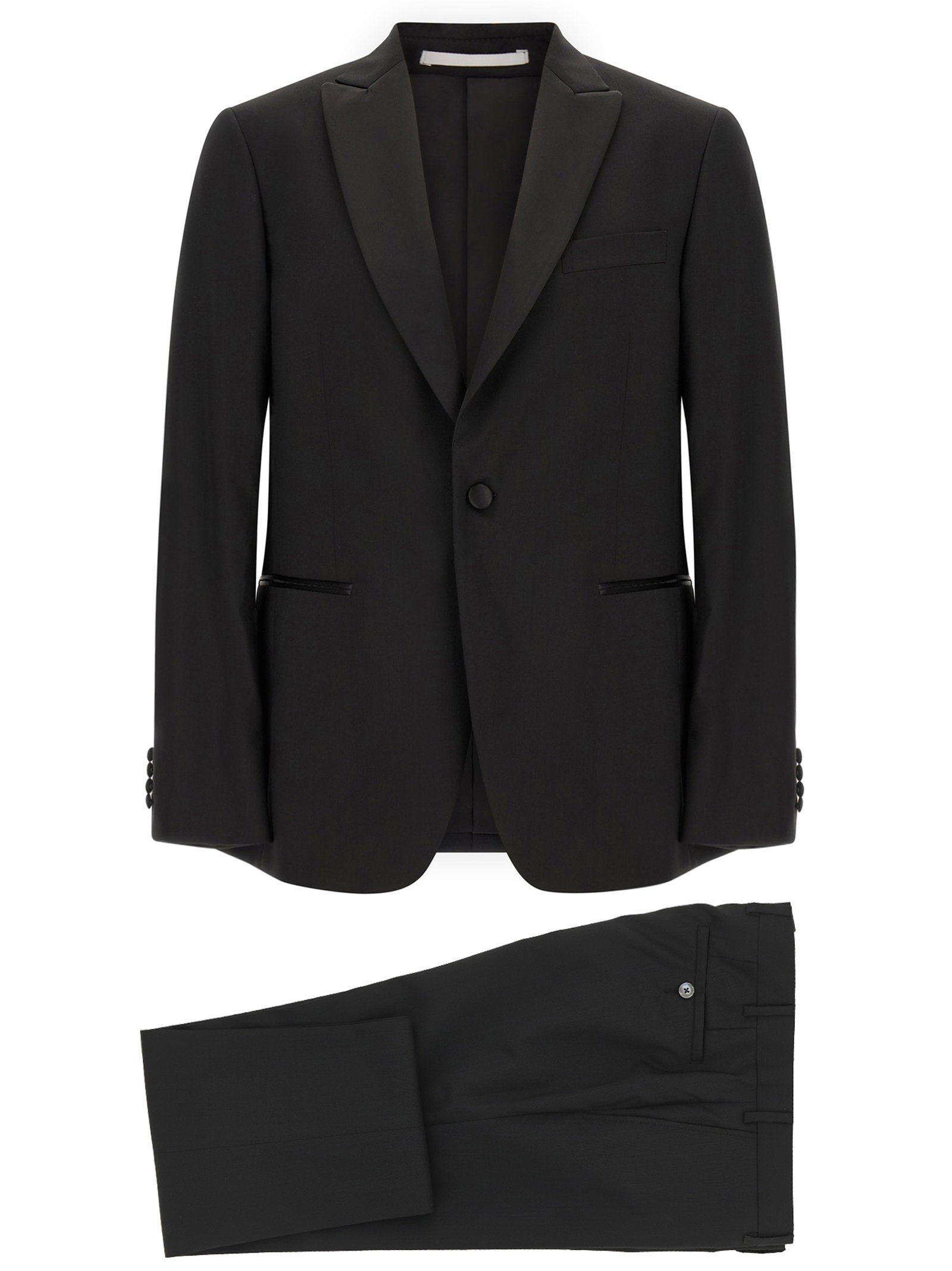 Pal Zileri Wool and Satin Pant Suit — Black