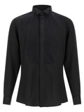 Pal Zileri Pleated Plastron Tuxedo Shirt — Black