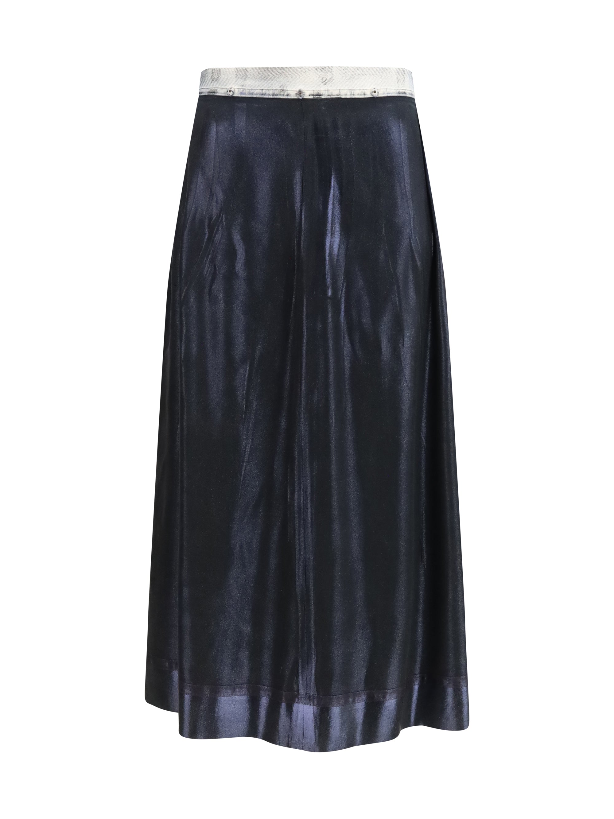 Maison Margiela Foil-Treated Midi Skirt — Black