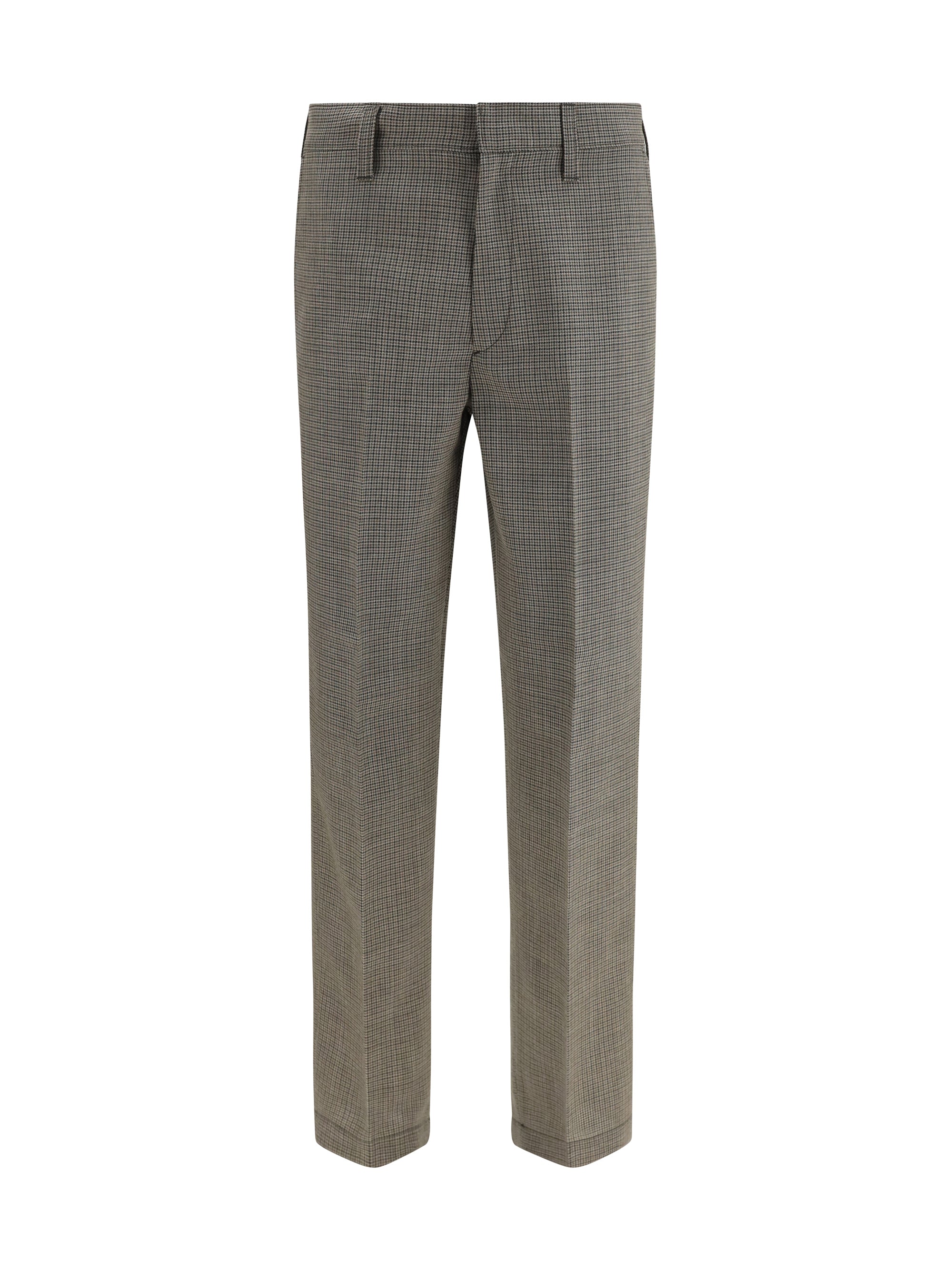 Prada Checked Wool Trousers — Gray