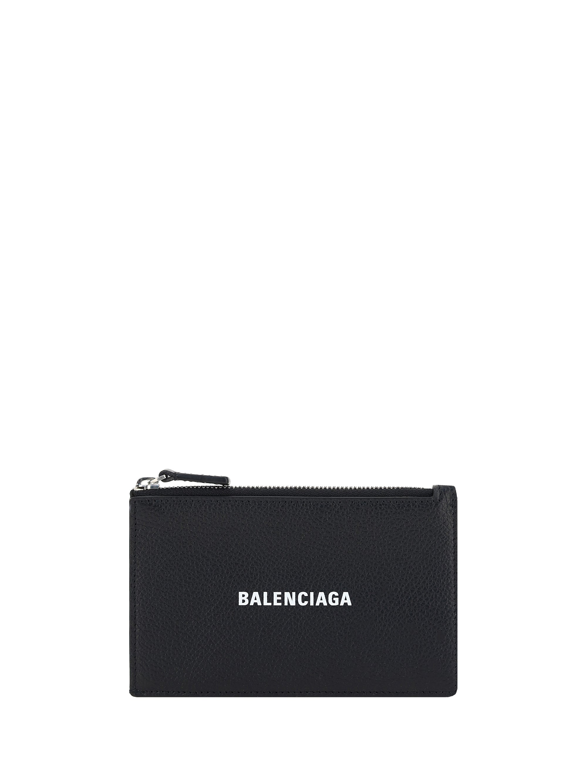 Balenciaga Logo-Print Leather Cardholder — Black