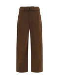 Lemaire Heavy Dyed Twill Belted Trousers — Brown