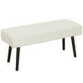 39" Corduroy Tufted Bench with Padded Seat & Steel Legs, Modern End of Bed Bench, Cream White