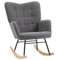 Wingback Rocking Chair for Nursing, Berber Fleece Modern Armchair for Living Room, Dark Grey