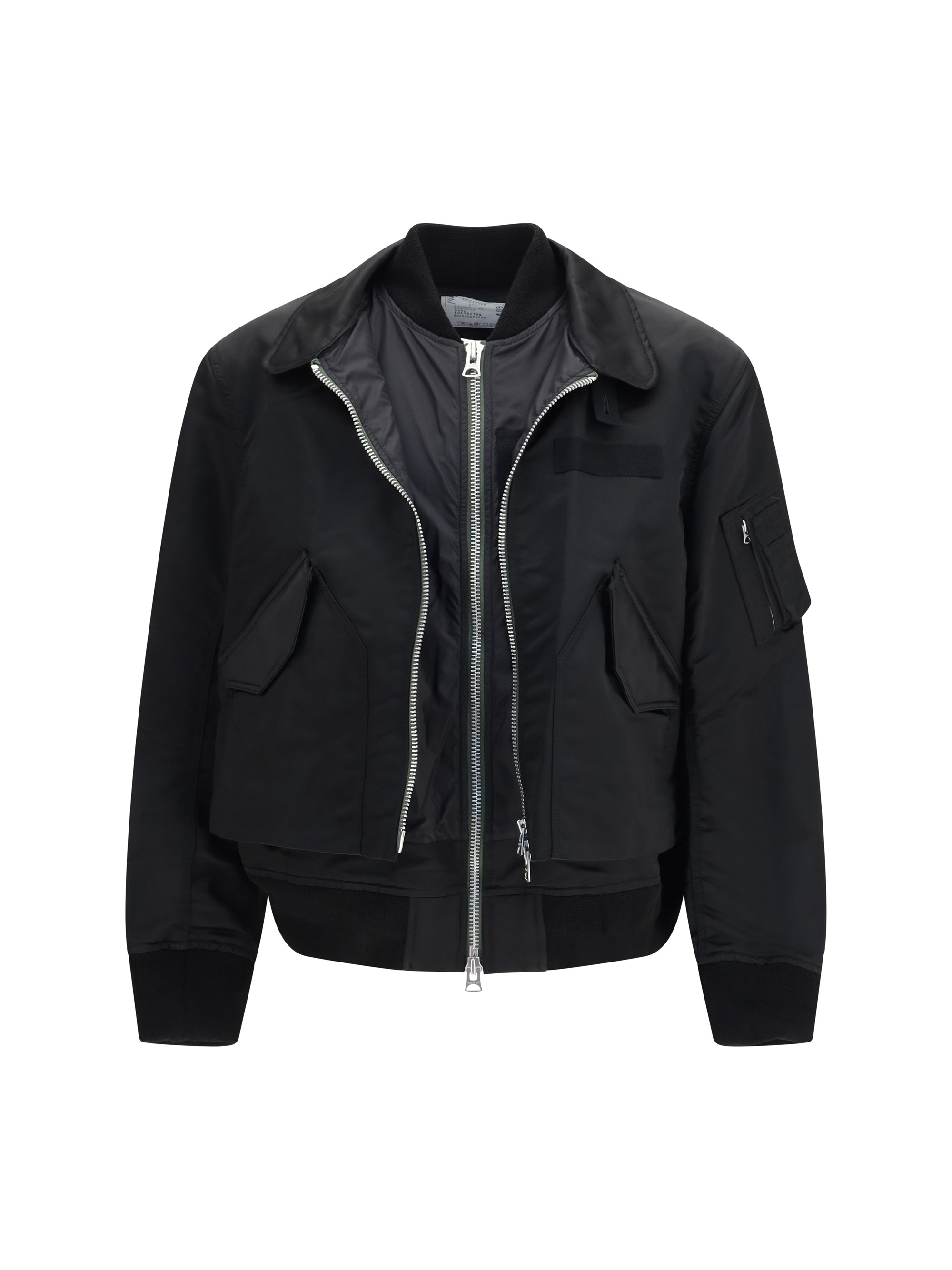 Sacai Cotton Chino and Nylon Twill Double Jacket — Black