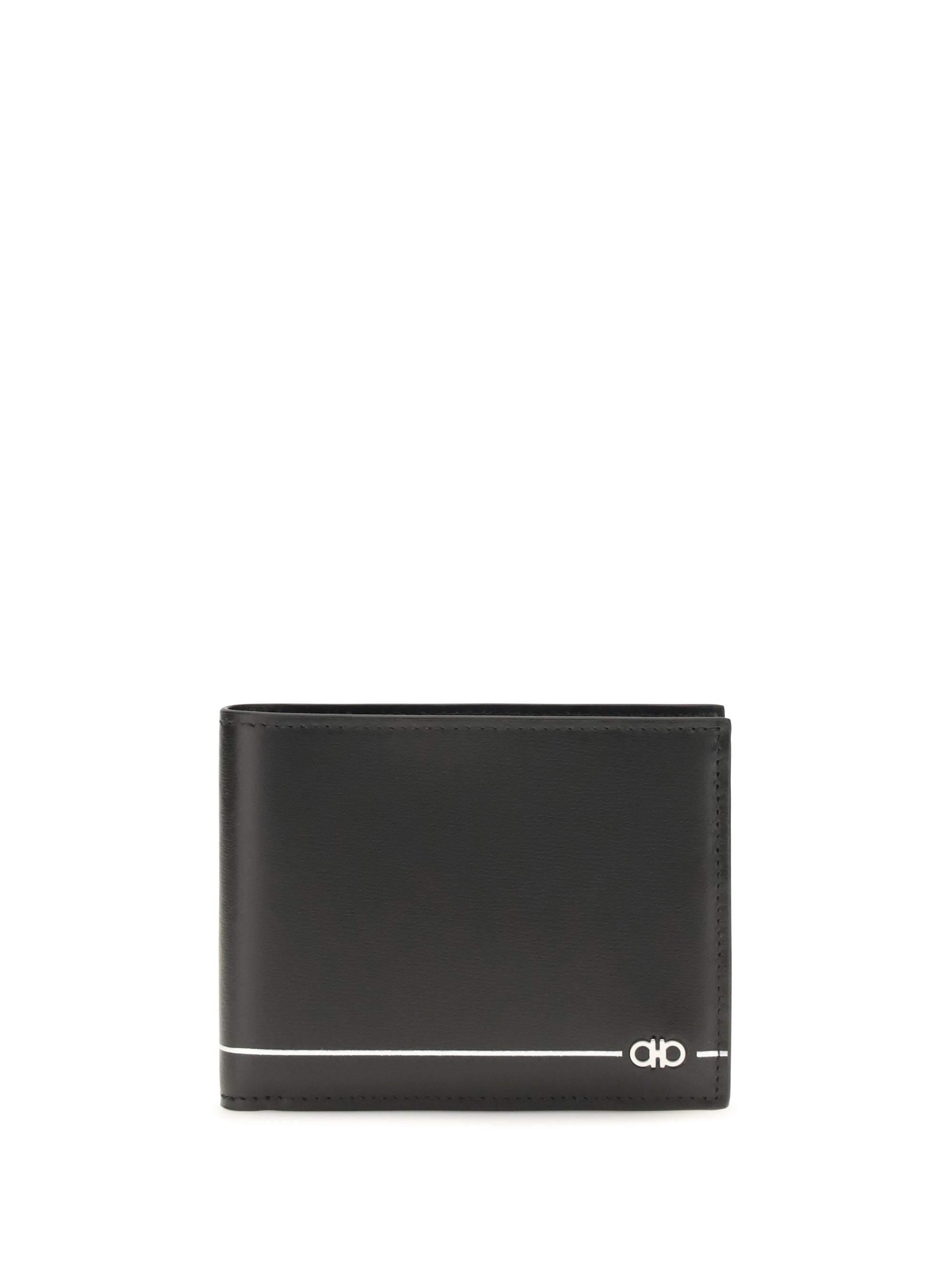 Ferragamo Metal Logo Bifold Wallet — Black