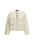 Gucci Tonal Check Tweed Blazer — Beige