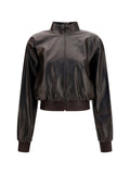 Gucci Soft Nappa Leather Bomber Jacket — Brown