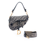 Oblique Embroidered Canvas Saddle Bag