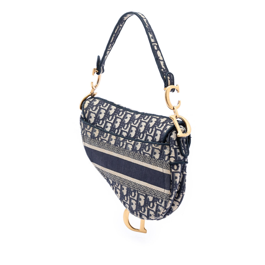 Oblique Embroidered Canvas Saddle Bag