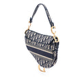 Oblique Embroidered Canvas Saddle Bag
