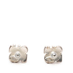 Silver Plated and Enamel Logo Letters Push Back Earrings