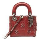Mini Embossed Calfskin Cannage Studded Flower Lady Dior