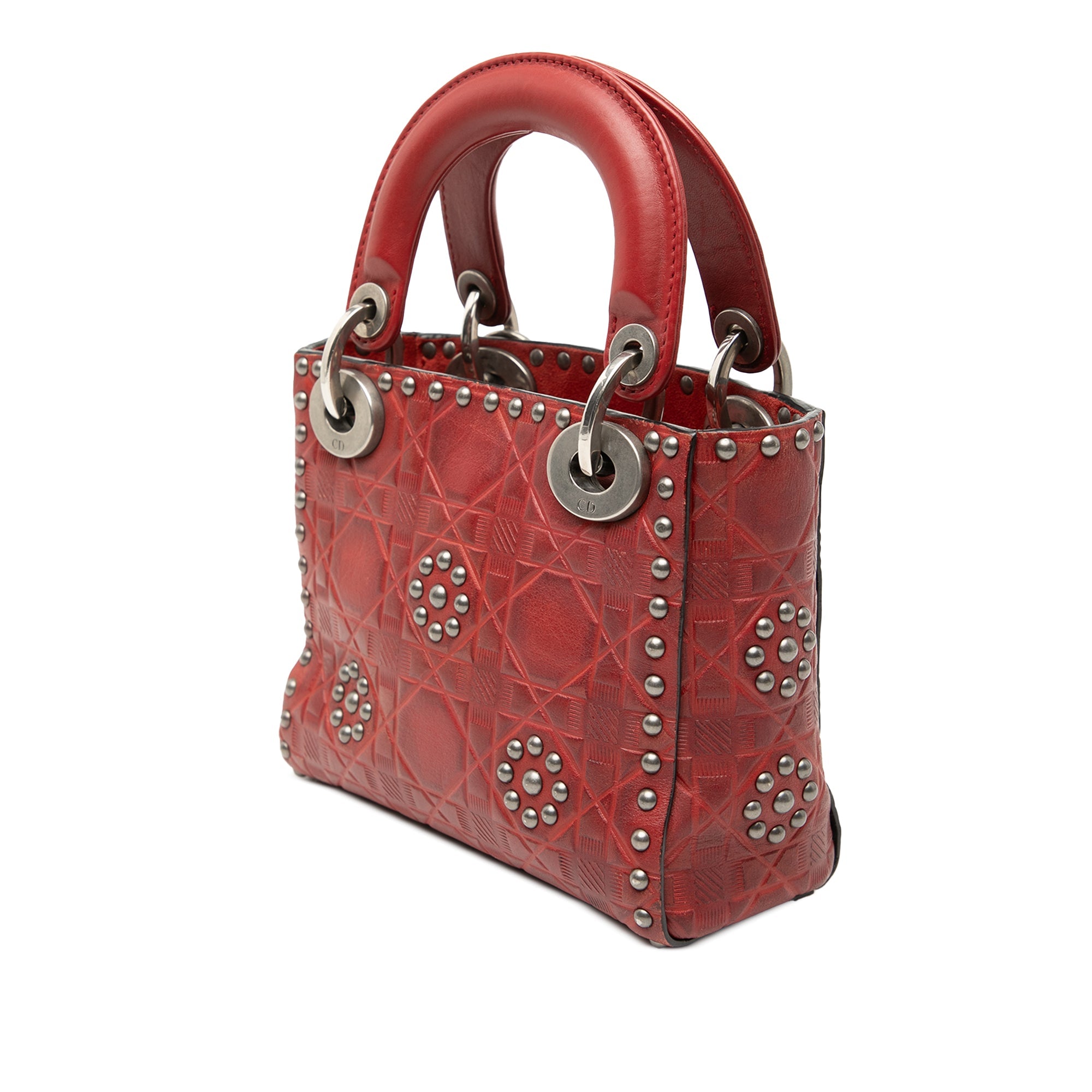 Mini Embossed Calfskin Cannage Studded Flower Lady Dior