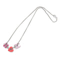 CC Silver Plated Enamel Heart and Clover Charm Pendant Necklace