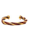 Gold Plated and Leather Twisted Cuff Bracelet