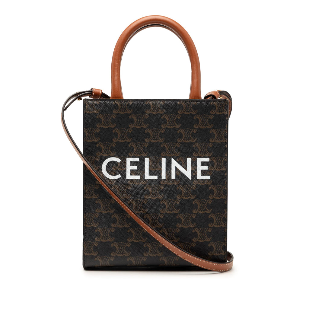 Mini Triomphe Coated Canvas Vertical Cabas Satchel