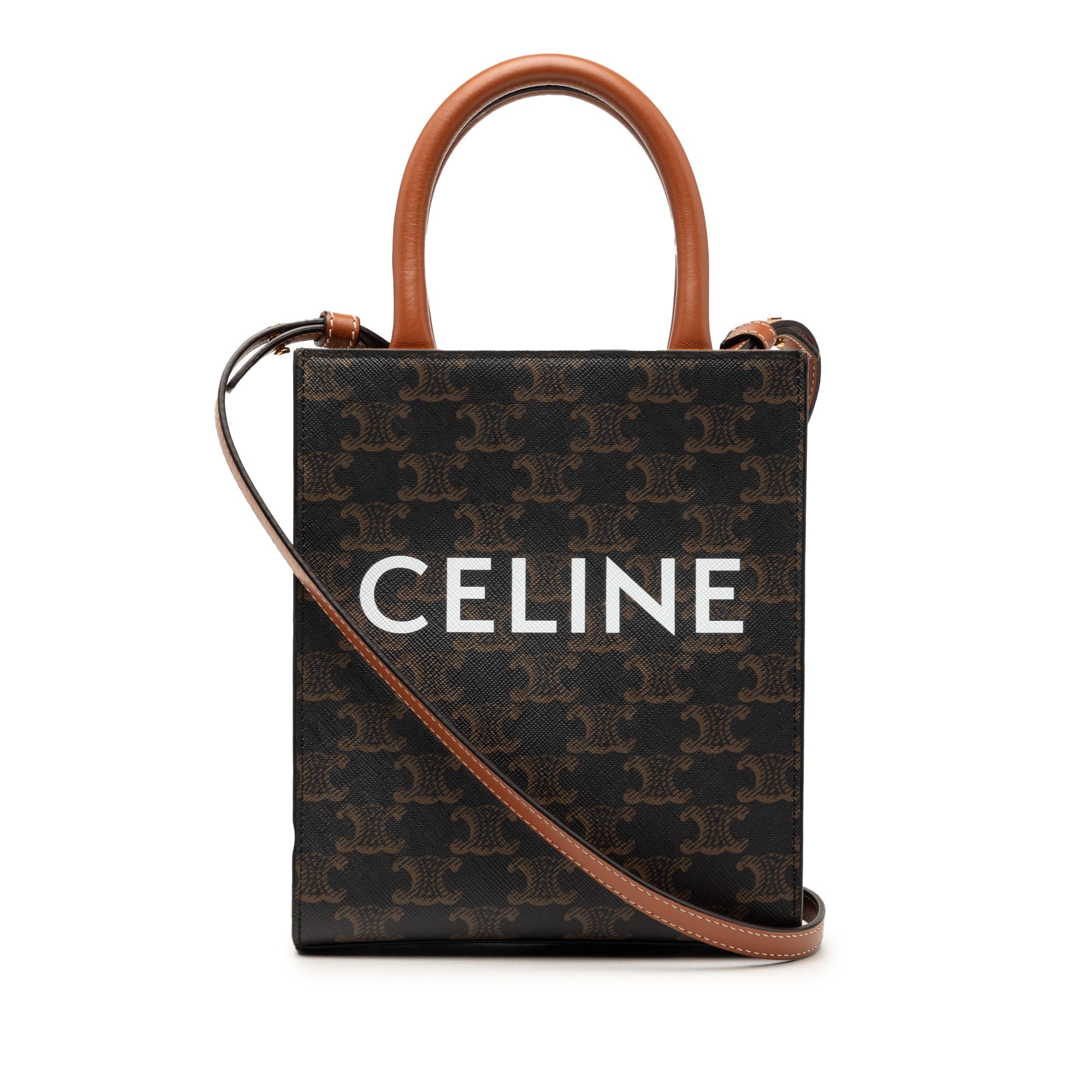 Mini Triomphe Coated Canvas Vertical Cabas Satchel