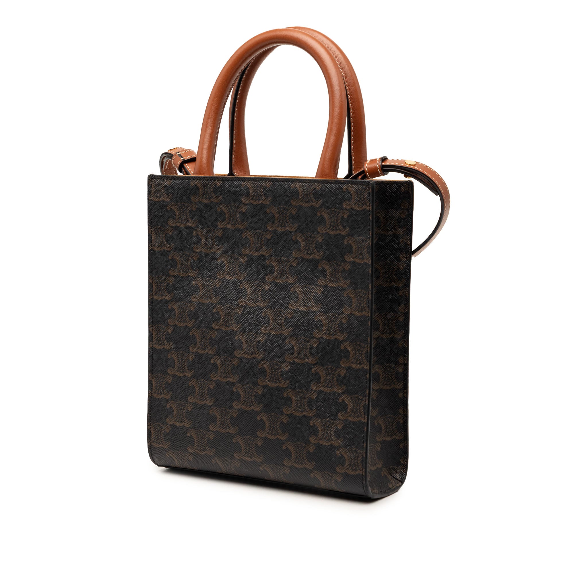 Mini Triomphe Coated Canvas Vertical Cabas Satchel