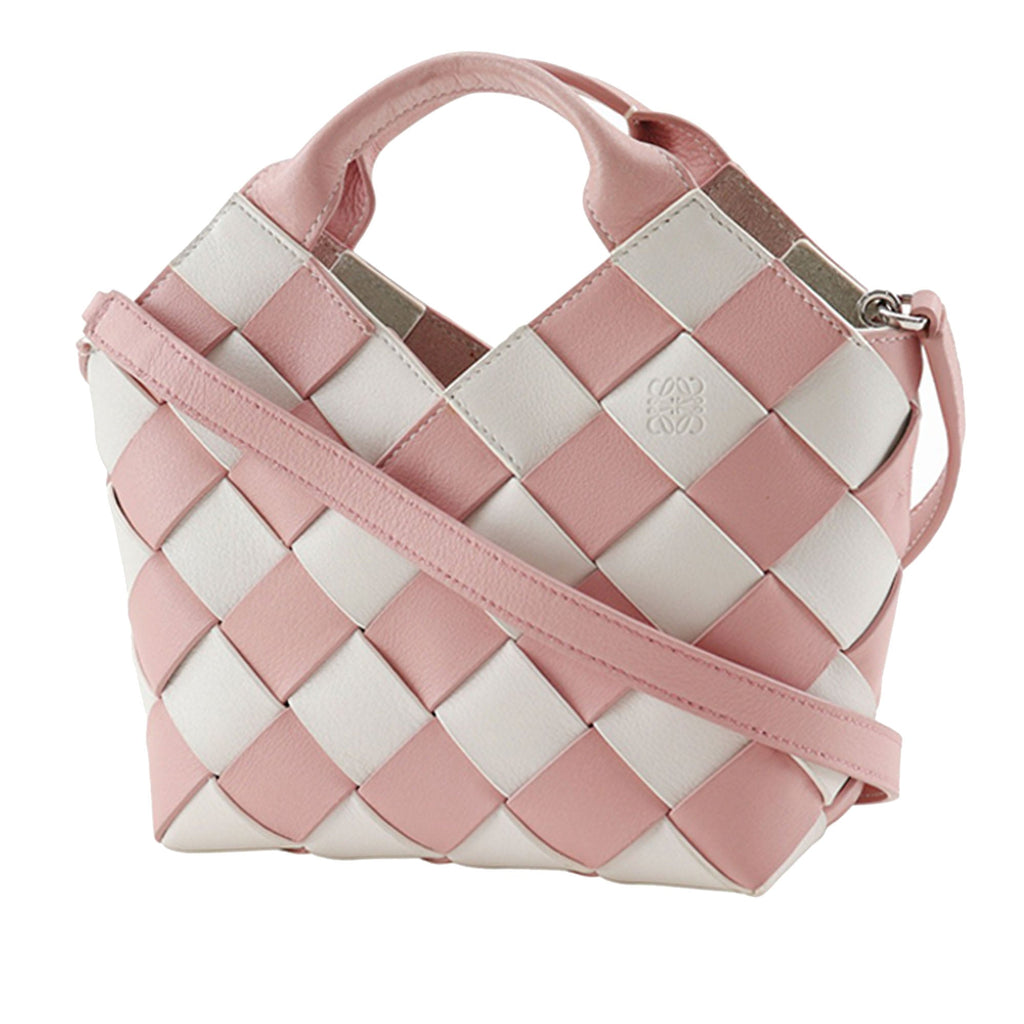 Mini Woven Calfskin Gingham Surplus Basket Bag