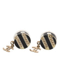 Brass Resin CC Drop Round Push Back Earrings