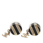 Brass Resin CC Drop Round Push Back Earrings