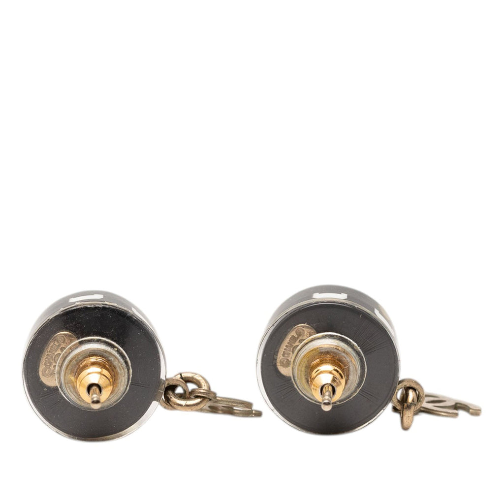 Brass Resin CC Drop Round Push Back Earrings
