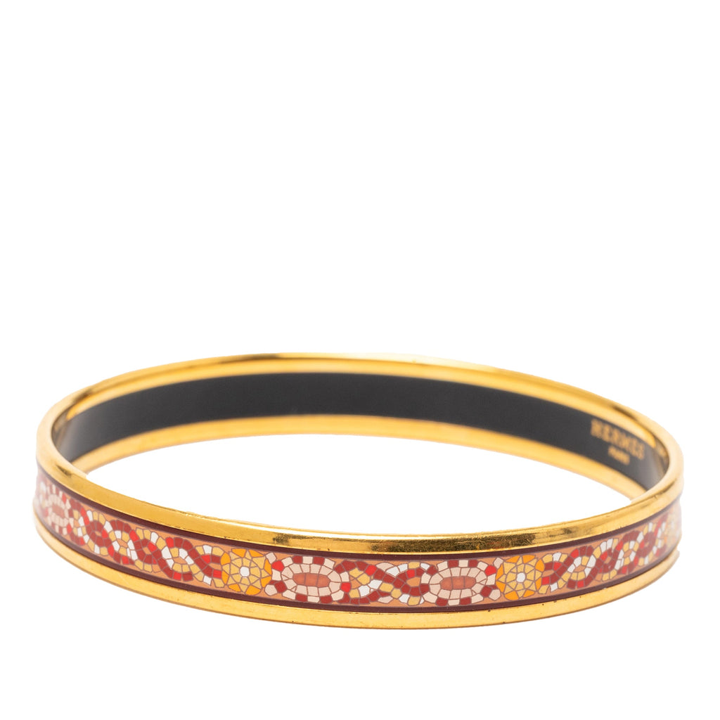 Narrow Mosaic Style Geometric Pattern Enamel Bangle 65