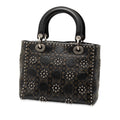 Medium Calfskin Cannage Embossed Flower Studded Supple Lady Dior