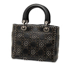 Medium Calfskin Cannage Embossed Flower Studded Supple Lady Dior