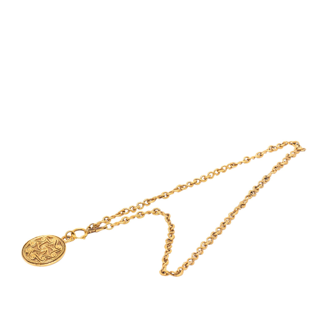 CC Gold Plated Medallion Pendant Necklace