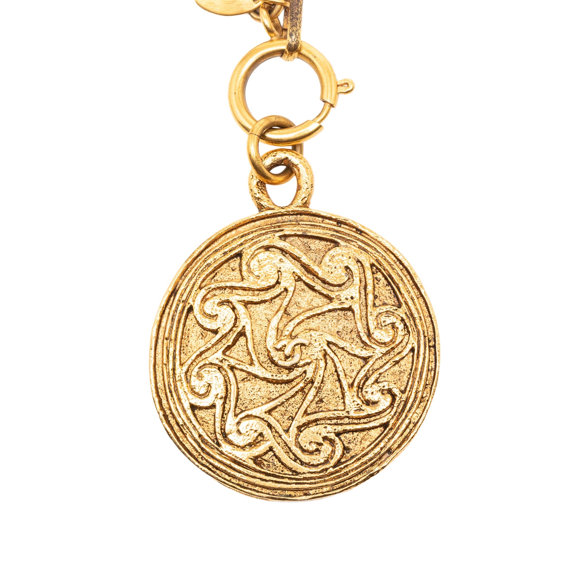 CC Gold Plated Medallion Pendant Necklace