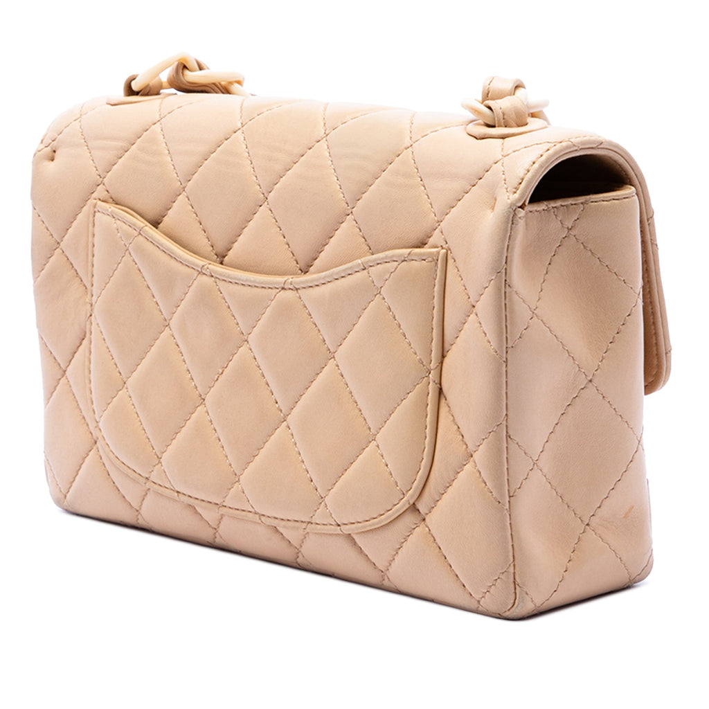 CC Quilted Lambskin Resin Chain Single Flap
